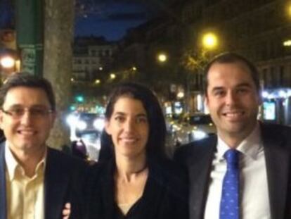 Tomás Marcos, junto a Marta Marbán e Ignacio Aguado, también diputados autonómicos de Ciudadanos por Madrid.