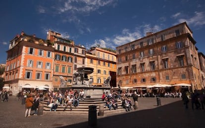 La plaza de Santa María en Trastévere, en Roma. 