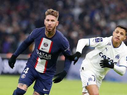 Sergio Ramos, en un partido del PSG ante el Marsella.