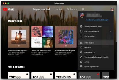 Subir música en YouTube Music.
