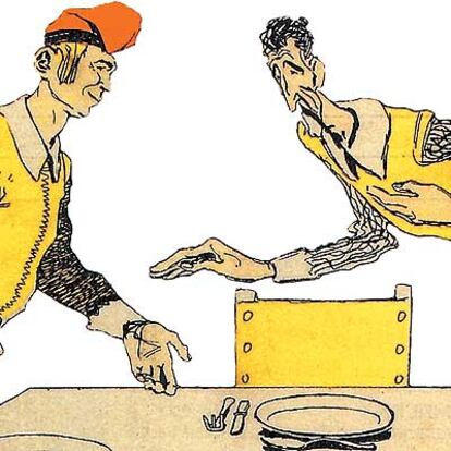 Antonio Moreno y don Quijote vistos por Junceda en la revista '¡Cu-Cut!'.
