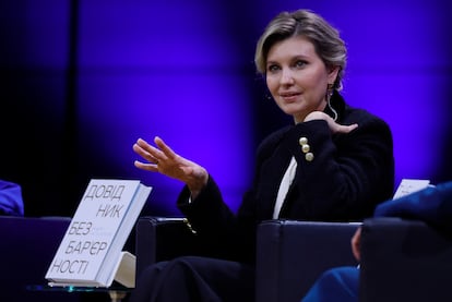 La primera dama de Ucrania, Olena Zelenska, este domingo en la Feria del Libro de Fráncfort.