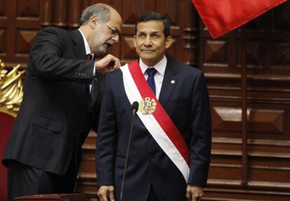 El nuevo presidente de Perú, Ollanta Humala, en el acto de investidura