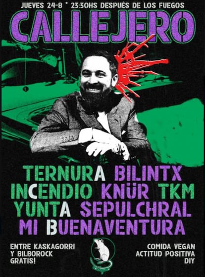 Imagen del cartel difundido en las fiestas de Bilbao en el que aparece el líder de Vox, Santiago Abascal, con un tiro en la nuca.