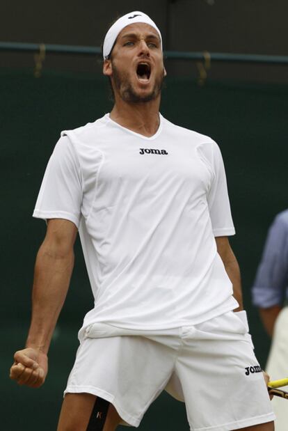 Feliciano celebra su victoria ante el polaco Kubot.