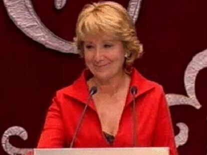 Emocionado discurso de Esperanza Aguirre en la jura del cargo como presidenta de la Comunidad de Madrid