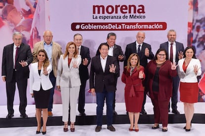 Gobernadores de Morena en un acto del partido.