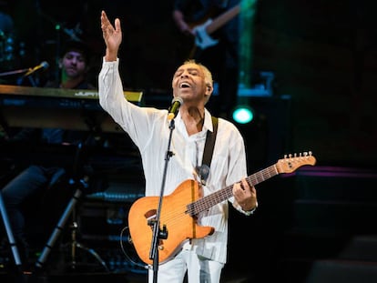 Gilberto Gil durante um show em São Paulo.