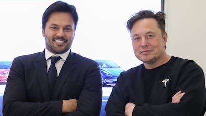 O ministro Fábio Faria e o empresário Elon Musk durante encontro em novembro.