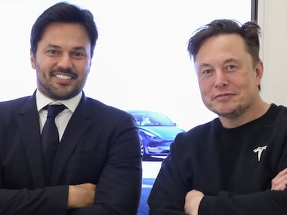 O ministro Fábio Faria e o empresário Elon Musk durante encontro em novembro.