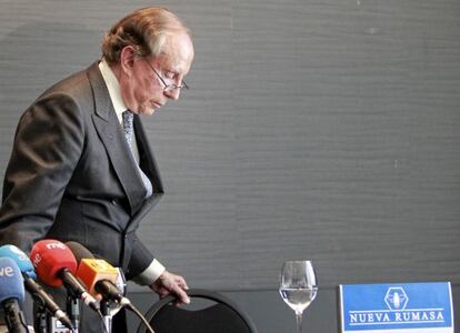 José María Ruiz-Mateos ante de una rueda de prensa en mayo del año pasado.
