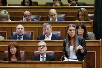 La portavoz de Junts, Míriam Nogueras, este miércoles durante su intervención en el Congreso.