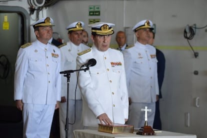 El nuevo responsable de la Armada, Antonio Martorell, en su toma de posesión como almirante jefe de la Flota.
