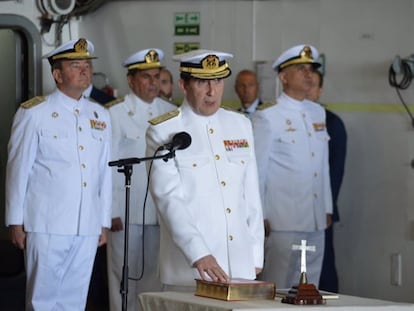 El nuevo responsable de la Armada, Antonio Martorell, en su toma de posesión como almirante jefe de la Flota.