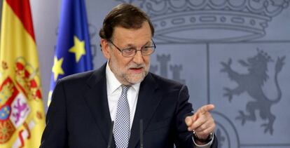 Mariano Rajoy en Rueda de prensa en Moncloa, tras su reunion con el Rey el pasado 28 de julio