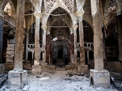 Los restos de la iglesia de Amir Tadros en la provincia egipcia de Menia, al sur de El Cairo.