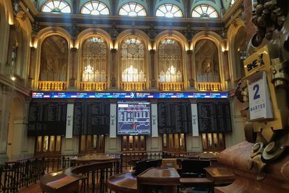 Panel de cotizaciones de la Bolsa de Madrid.