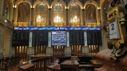 Panel de cotizaciones de la Bolsa de Madrid.
