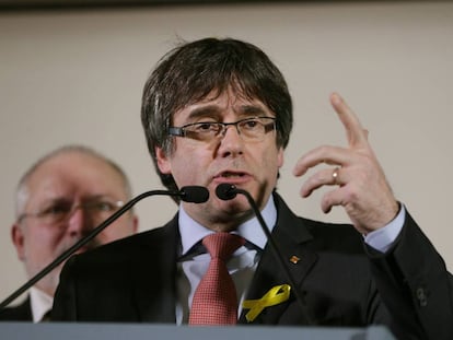 Carles Puigdemont, durante su comparecencia del 21 de diciembre en Bruselas.
