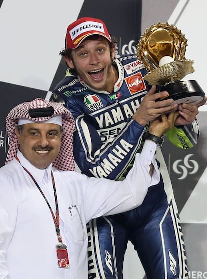 Rossi celebra su segunda posición.