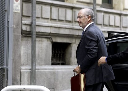 El expresidente de Bankia Rodrigo Rato, a su llegada a la Audiencia Nacional para declarar como imputado. EFE/Archivo