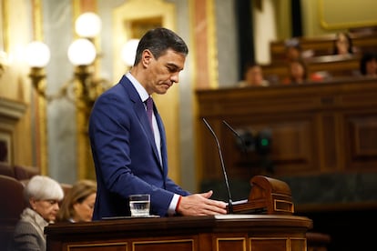 Pedro Sánchez, durante su comparecencia este miércoles en el Congreso.