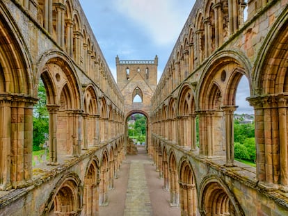 Las ruinas de la abadía de Jedburgh, del siglo XII, en la región de los Scottish Borders.