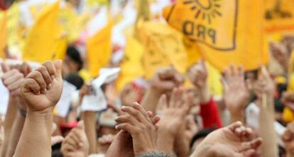 An archive image of a leftist protest in Mexico.
