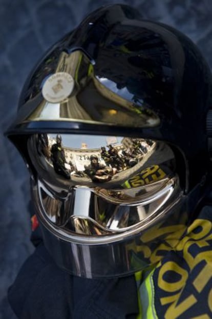 Protesta de los bomberos de Barcelona.