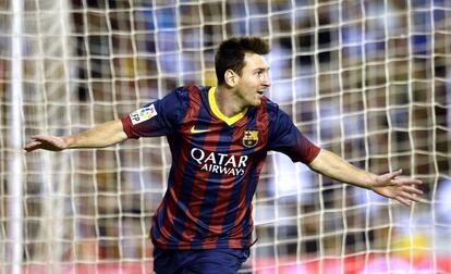 Messi celebra uno de sus goles.