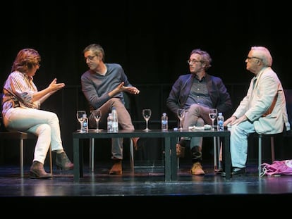 Montserrat Dom&iacute;nguez, Eduardo Madina, Jose Mar&iacute;a Lassalle y Juan Cruz, en el Festival E&ntilde;e.