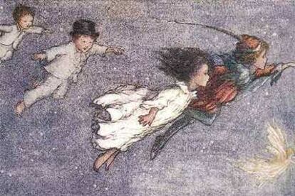 Ilustración de Flora White que se incluye en el cuento <b><i>Peter y Wendy,</b></i> publicado en 1914.