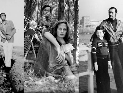 De izquierda a derecha: Antonia y Manuel, padres de Elvira Lindo y protagonistas de 'A corazón abierto'; Luis y Carmen, los padres de Galder Reguera, que narra sus vidas en 'Libro de familia', y Ricardo Menéndez Salmón, en una foto de los setenta con su padre, cuya vida narra en 'No entres dócilmente en esa noche quieta'.