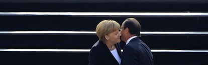 El presidente francés y la canciller alemana