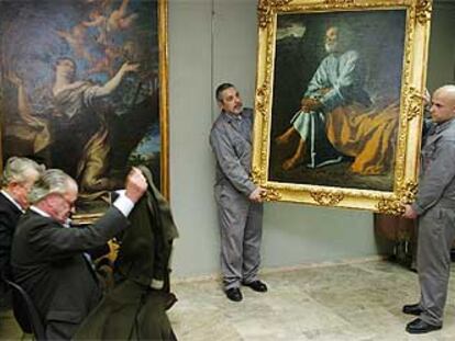 Un momento de la subasta ayer del cuadro <i>Las lágrimas de san Pedro,</i> de Velázquez (1617-1619).