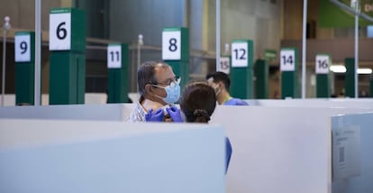 La Cartuja Stadium in Seville is being used as a mass vaccination site. 