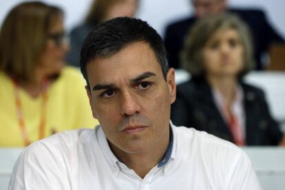 El secretario general del PSOE, Pedro Sánchez, durante la reunión extraordinaria del Comité Federal de su partido.