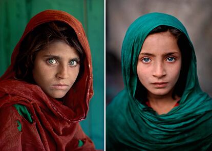 The Afghan Girl, Sharbut Gula, Pakistan, 1984. Afghan Girl with Green Shawl_2002