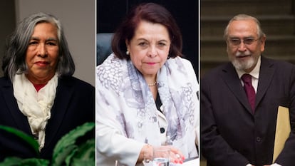 Estela Ríos, Celia Maya y Bernardo Bátiz.