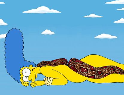 Marge Simpson, como Nastassja Kinski y la serpiente, de 1981, por Richard Avedon.