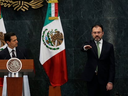 Luis Videgaray juto a Enrique Peña Nieto durante la toma de posesión de su cargo como secretario de Asuntos Exteriores