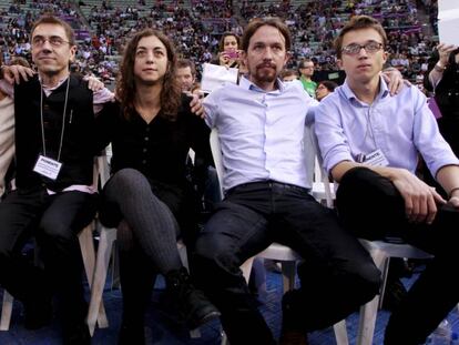 Los promotores de Podemos, en el primer congreso.