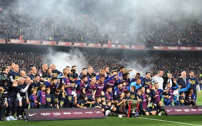 El Barça celebra su 26º título de Liga.