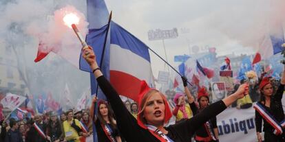 Manifestantes contra el matrimonio gay en una de las protestas en Par&iacute;s.