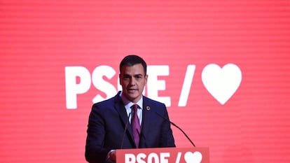 El presidente del Gobierno y secretario general del PSOE, Pedro Sánchez, en la presentación de la precampaña de su partido para las elecciones generales del 28 de abril.