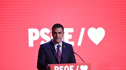 El presidente del Gobierno y secretario general del PSOE, Pedro Sánchez,  en la presentación de la precampaña de su partido para las elecciones generales del 28 de abril.
 