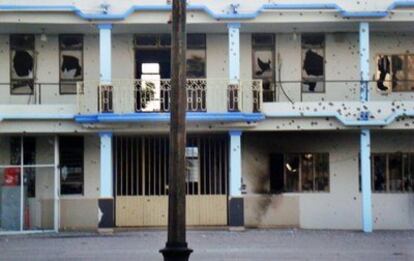 Edificio de la presidencia municipal de Padilla, en el Estado mexicano de Tamaulipas, tras un ataque de sicarios.
