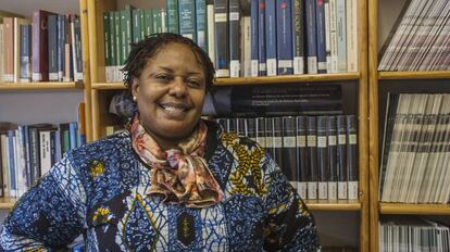 La abogada Cathy Furaha, presidenta de la asociación de Mujeres Juristas por la Defensa de la Mujer y la Infancia (FJDF) de República Democrática de Congo (RDC).