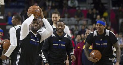 Jugadores del All Star Game durante un entrenamiento.