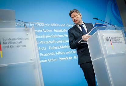 El ministro alemán de Economía y Clima, Robert Habeck, durante una rueda de prensa este miércoles en Berlín.